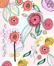 Colorful spring flowers. Decorative floral background