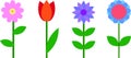 Colorful spring flowers. Vector illustration. Stock image. Royalty Free Stock Photo