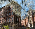 Colorful spring scene in the East Village of New York City with