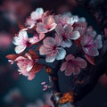 Colorful spring season Japanese cherry blossoms at the foot of Mount Fuji, Lake Kawaguchiko - AI generated image Royalty Free Stock Photo