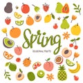 Colorful spring seasonal fruits background Royalty Free Stock Photo