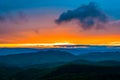 Colorful spring sunset over the Blue Ridge Mountains, seen from