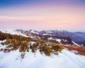 Colorful spring sunset over the mountain ranges in the national Royalty Free Stock Photo