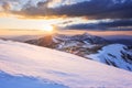 Colorful spring sunset over the mountain ranges in the national Royalty Free Stock Photo