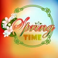 Colorful spring time scene background with blossom flowers Royalty Free Stock Photo