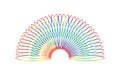 Colorful spring toy expanding in shape, rainbow-colored slinky illustration