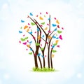 Colorful spring tree with butterflies Royalty Free Stock Photo