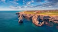 Colorful spring view of popular tourist destination - Tyulenovo cliffs. Royalty Free Stock Photo