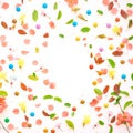 Colorful springtime background flat lay top view