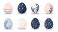 Colorful Springtime Set of Decorative Easter Eggs with Unique Patterns and Designs Isolated on White Royalty Free Stock Photo