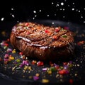Colorful Sprinkled Steak: A Fusion Of Eastern And Western Flavors Royalty Free Stock Photo