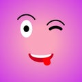 Colorful square emoji. Big flat cartoon style. Face funny backgound. Vector illustration.