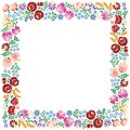 Colorful square frame made from Hungarian embroidery pattern Royalty Free Stock Photo