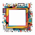 colorful square frame surrounded by various objects Royalty Free Stock Photo