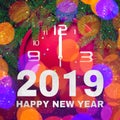 Colorful Square Greeting card Happy New Year 2019 Royalty Free Stock Photo