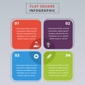 Colorful square infographic steps flat design. Flat square infographic with 4 steps. Royalty Free Stock Photo