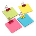 Colorful Square Notes with Binder Clips Royalty Free Stock Photo