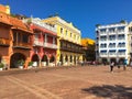 Colorful main square in old town Cartagena, Colombia