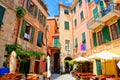 Colorful square in the Cinque Terre village of Monterosso, Italy Royalty Free Stock Photo