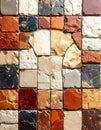 Colorful Square Stone Tiles Arranged in Grid Pattern with Rustic Texture Royalty Free Stock Photo