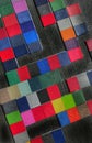 Colorful squares of different textures and material