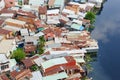Colorful squatter shacks and houses in a Slum Urban Area in Saigon, Vietnam. Royalty Free Stock Photo