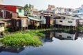 Colorful squatter shacks at Slum Urban Area in Ho Chi Minh city, Vietnam Royalty Free Stock Photo