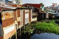 Colorful squatter shacks at Slum Urban Area in Ho Chi Minh city, Vietnam Royalty Free Stock Photo