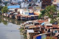 Colorful squatter shacks at Slum Urban Area in Ho Chi Minh city, Vietnam Royalty Free Stock Photo