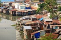 Colorful squatter shacks at Slum Urban Area in Ho Chi Minh city, Vietnam Royalty Free Stock Photo