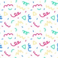 Colorful squiggle fun party seamless pattern.