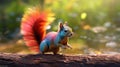 a colorful squirrel on a log