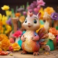 Colorful Squirrel Sculpture With Detailed Design