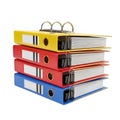 A colorful stack of binders with various labels and dividers Royalty Free Stock Photo
