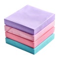 Colorful stack of blank square memo pads or sticky notes on isolated white background Royalty Free Stock Photo