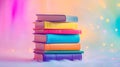 Colorful stack of books on a soft pastel background. Education and creativity concept Royalty Free Stock Photo