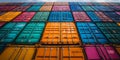 Colorful Stack of Cargo Containers Under Blue Sky, Global Trade and Logistics Concept Royalty Free Stock Photo