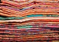 Colorful stack of cloth fabrics