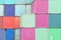 Colorful stack of container shipping