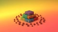 Colorful stack of cubes with intricate on a gradient background Royalty Free Stock Photo