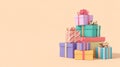 Colorful Stack of Festive Gift Boxes with Ribbons and Bows Royalty Free Stock Photo