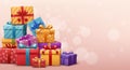 Colorful stack of festive holiday gift boxes Royalty Free Stock Photo