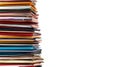 Large Stack of Colorful Documents and Papers on White Background Royalty Free Stock Photo
