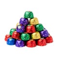 Colorful stack of individually wrapped chocolate candies in foil Royalty Free Stock Photo
