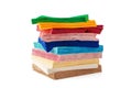 Colorful stack of paper napkins on white background Royalty Free Stock Photo