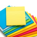 Colorful stack of sticky notes arranged in vibrant layers Royalty Free Stock Photo