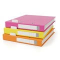 A colorful stack of three binders with labels and dividers Royalty Free Stock Photo