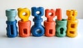 Colorful stackable key shaped building blocks Royalty Free Stock Photo