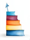 Colorful Stacked Blocks with Arrow Abstract illustration colorful blocks upward arrow progress growth achievement Royalty Free Stock Photo