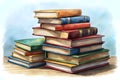 Colorful Stacked Books Illustration. Book, friend of the wise Royalty Free Stock Photo